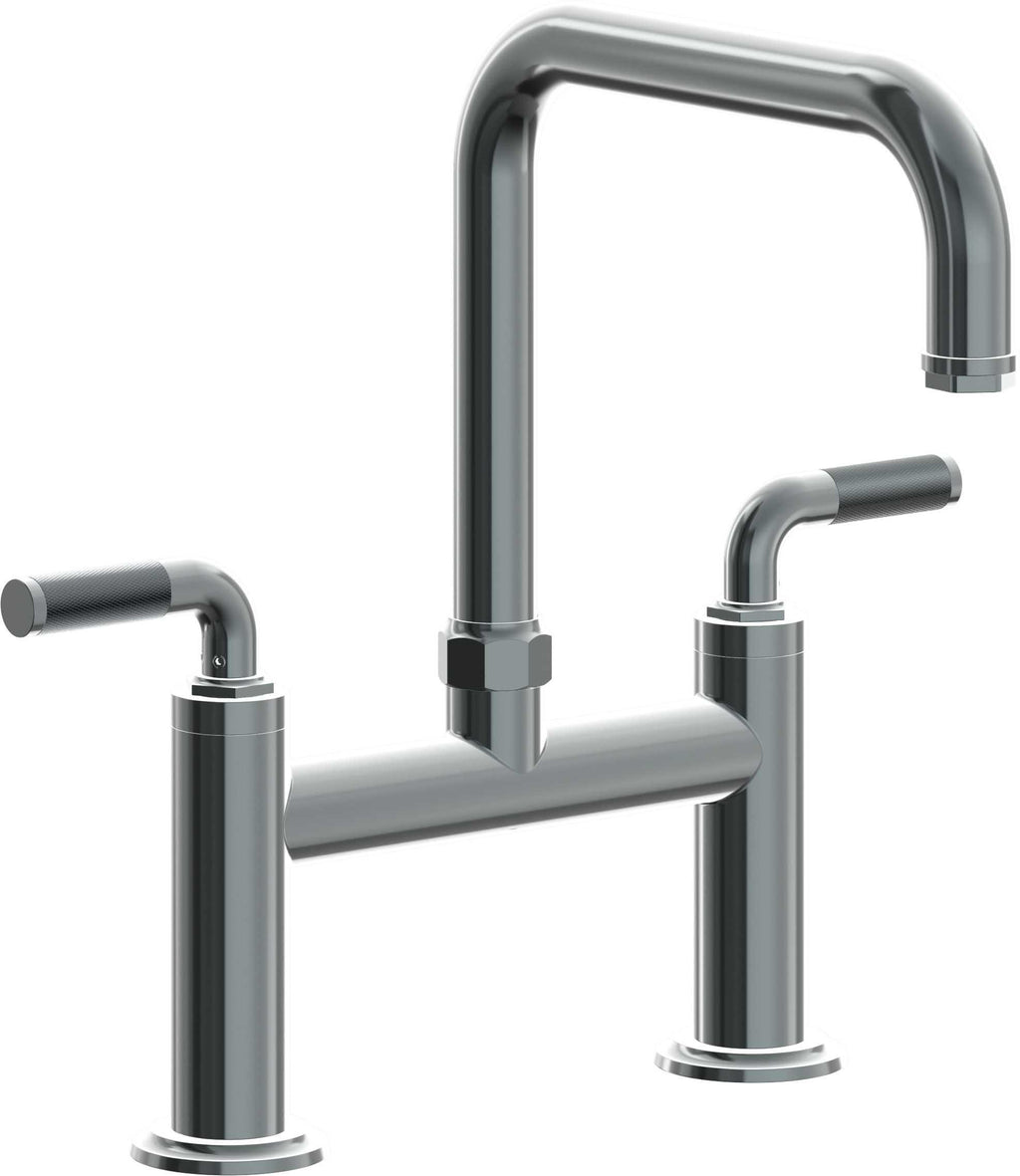 California Faucets Descanso Llave de Cocina Tipo Puente Industrial - Pico Cuadrado - Níquel Negro
