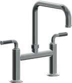 California Faucets Descanso Llave de Cocina Tipo Puente Industrial - Pico Cuadrado - Níquel Negro