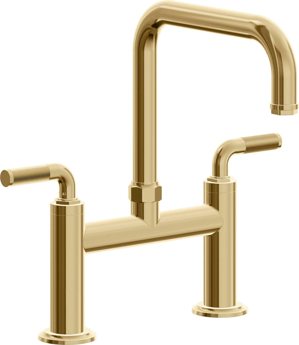 California Faucets Descanso Llave de Cocina Tipo Puente Industrial - Pico Cuadrado - Oro Francés