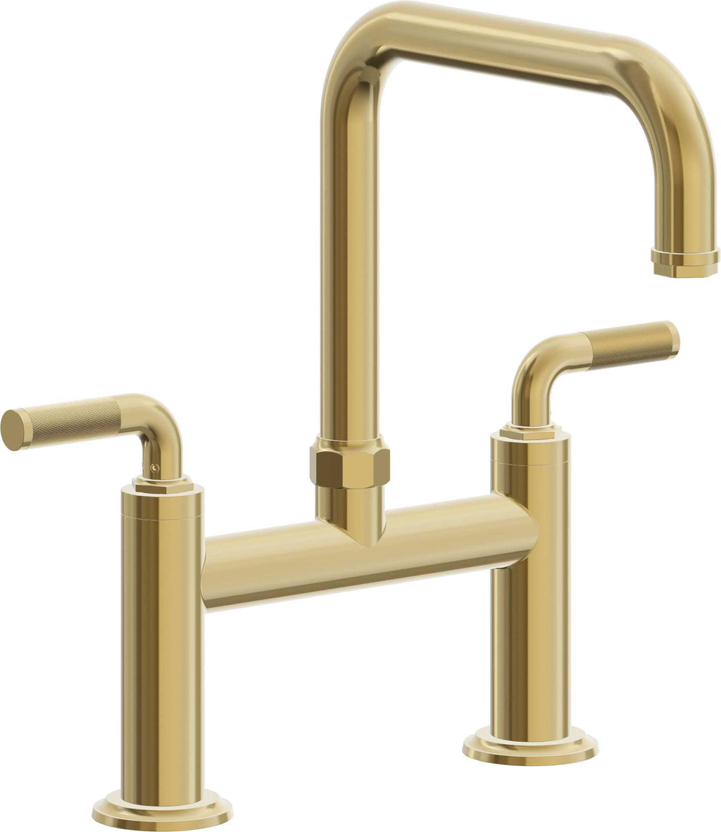 California Faucets Descanso Llave de Cocina Tipo Puente Industrial - Pico Cuadrado - Oro Pulido de por Vida
