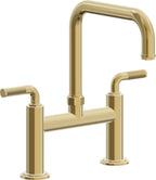 California Faucets Descanso Llave de Cocina Tipo Puente Industrial - Pico Cuadrado - Oro Pulido de por Vida