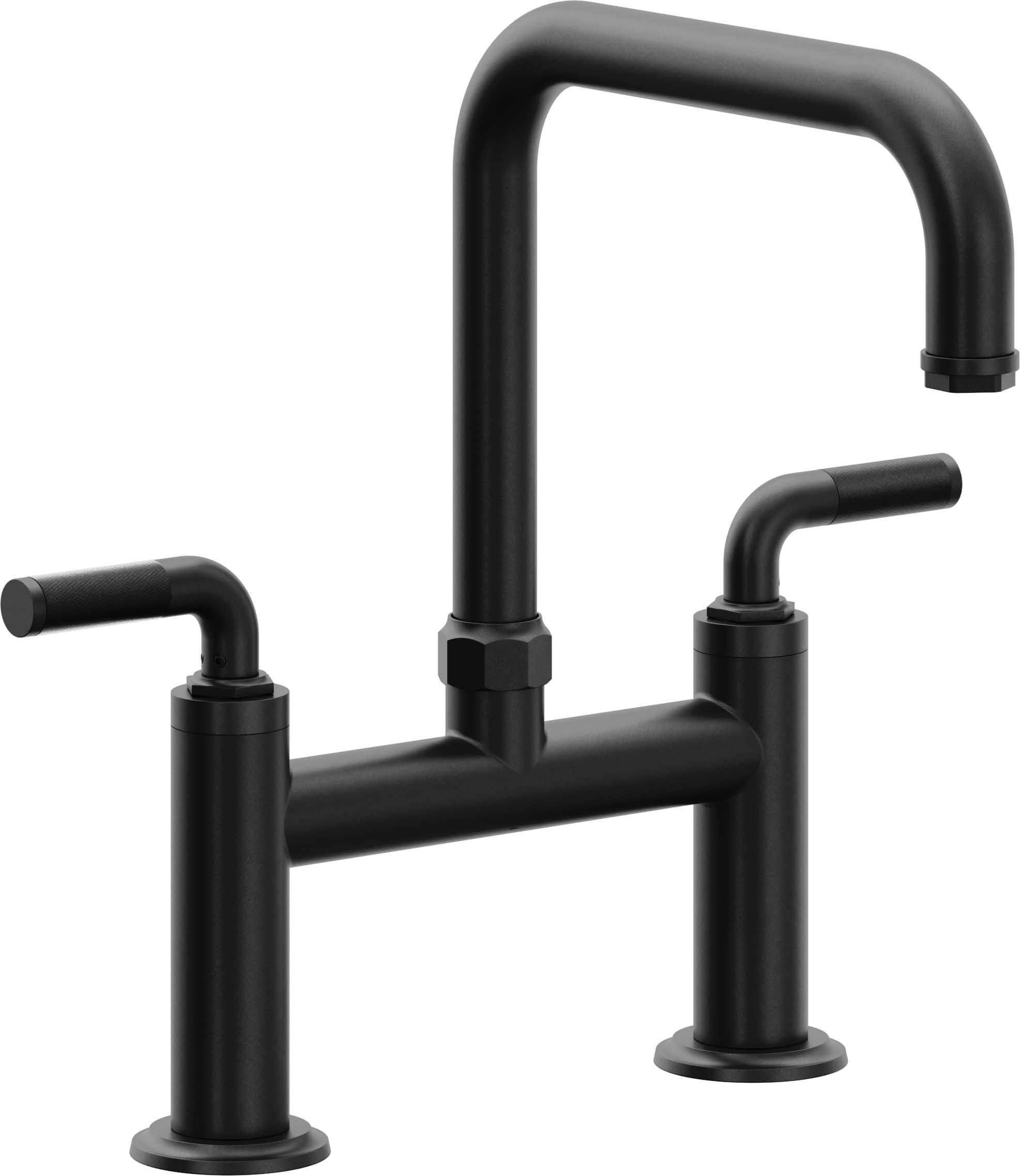 California Faucets Descanso Llave de Cocina Tipo Puente Industrial - Pico Cuadrado - Negro Mate