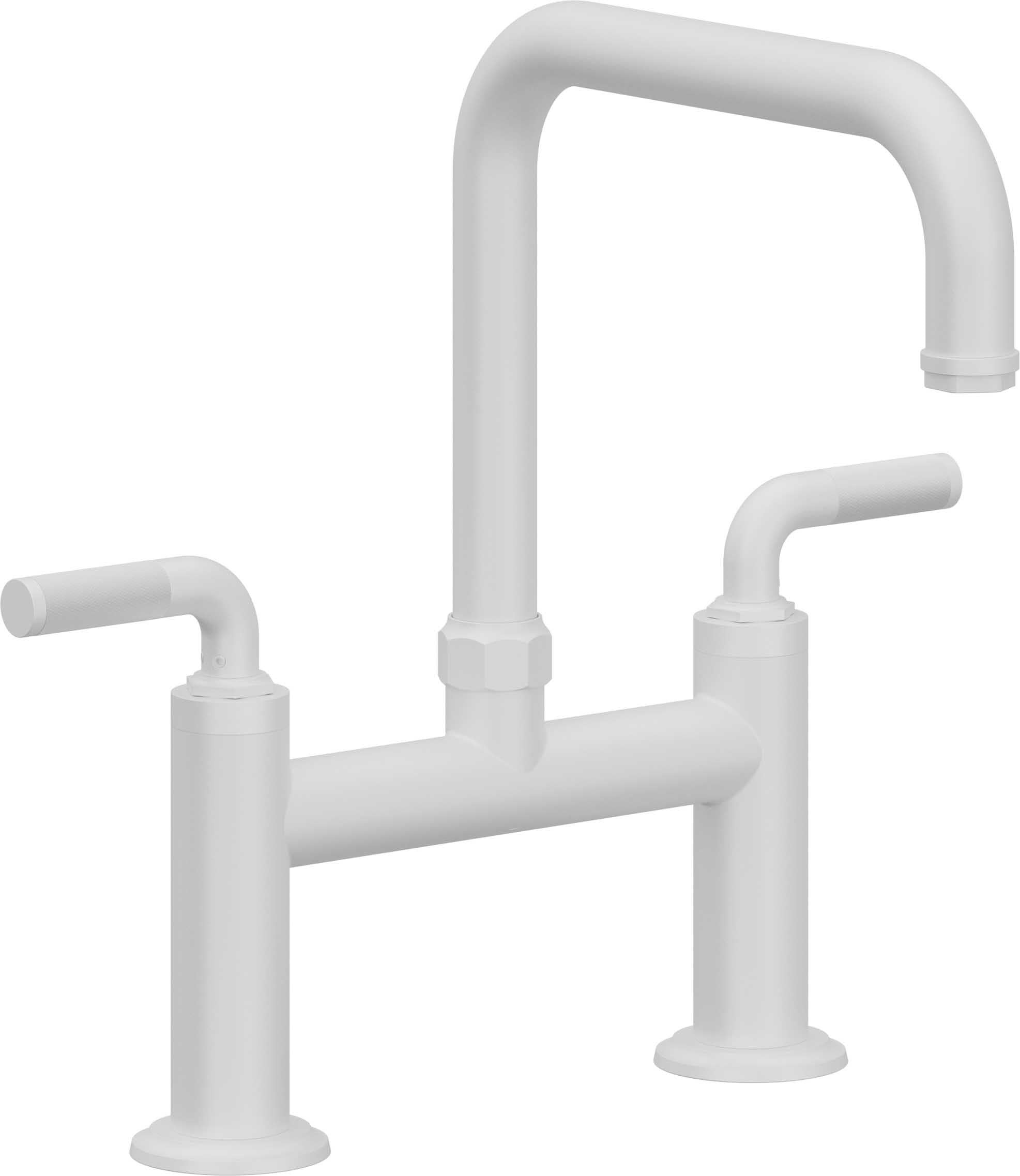 California Faucets Descanso Llave de Cocina Tipo Puente Industrial - Pico Cuadrado - Blanco Mate