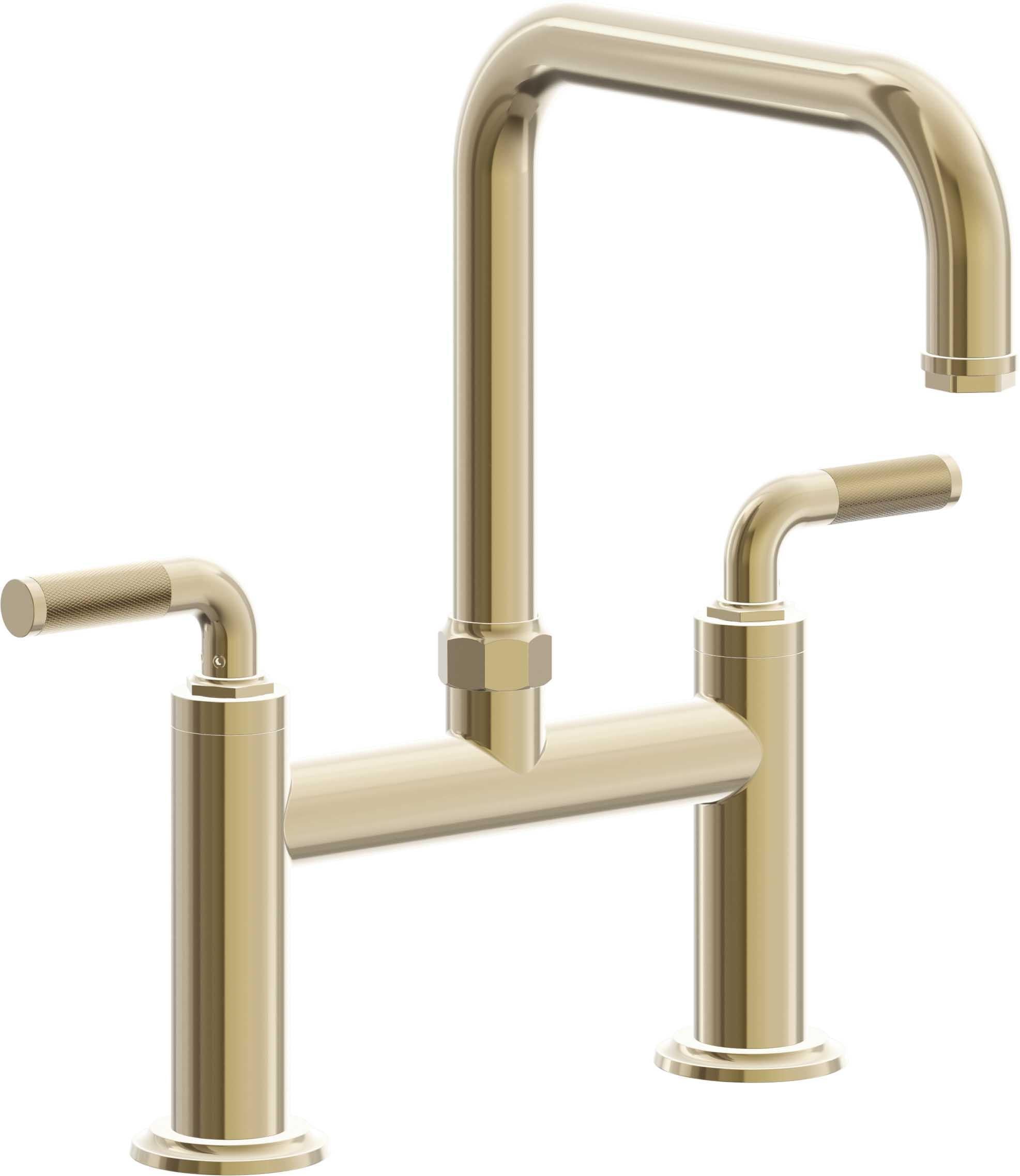 California Faucets Descanso Llave de Cocina Tipo Puente Industrial - Pico Cuadrado - Latón Pulido