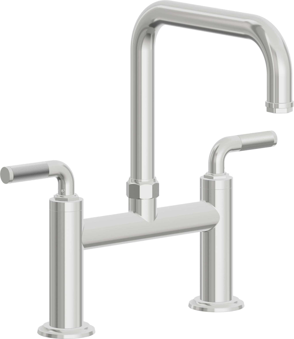 California Faucets Descanso Llave de Cocina Tipo Puente Industrial - Pico Cuadrado - Cromo Pulido