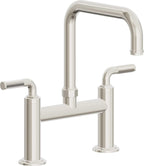 California Faucets Descanso Llave de Cocina Tipo Puente Industrial - Pico Cuadrado - Níquel Pulido