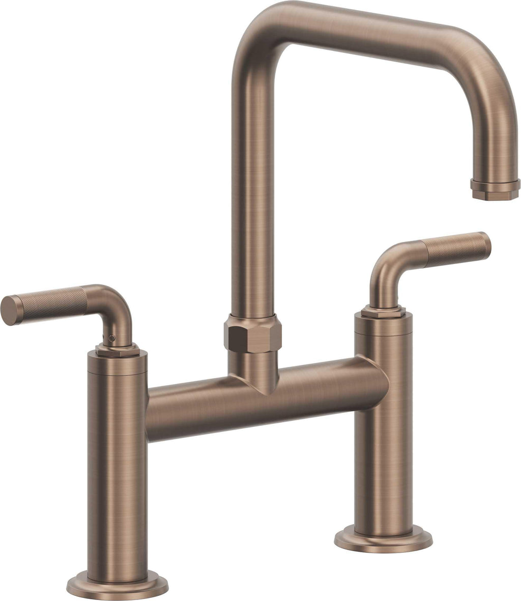 California Faucets Descanso Llave de Cocina Tipo Puente Industrial - Pico Cuadrado - Bronce Satinado