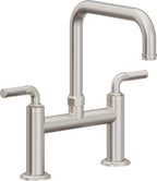California Faucets Descanso Llave de Cocina Tipo Puente Industrial - Pico Cuadrado - Acero Inoxidable Ultra