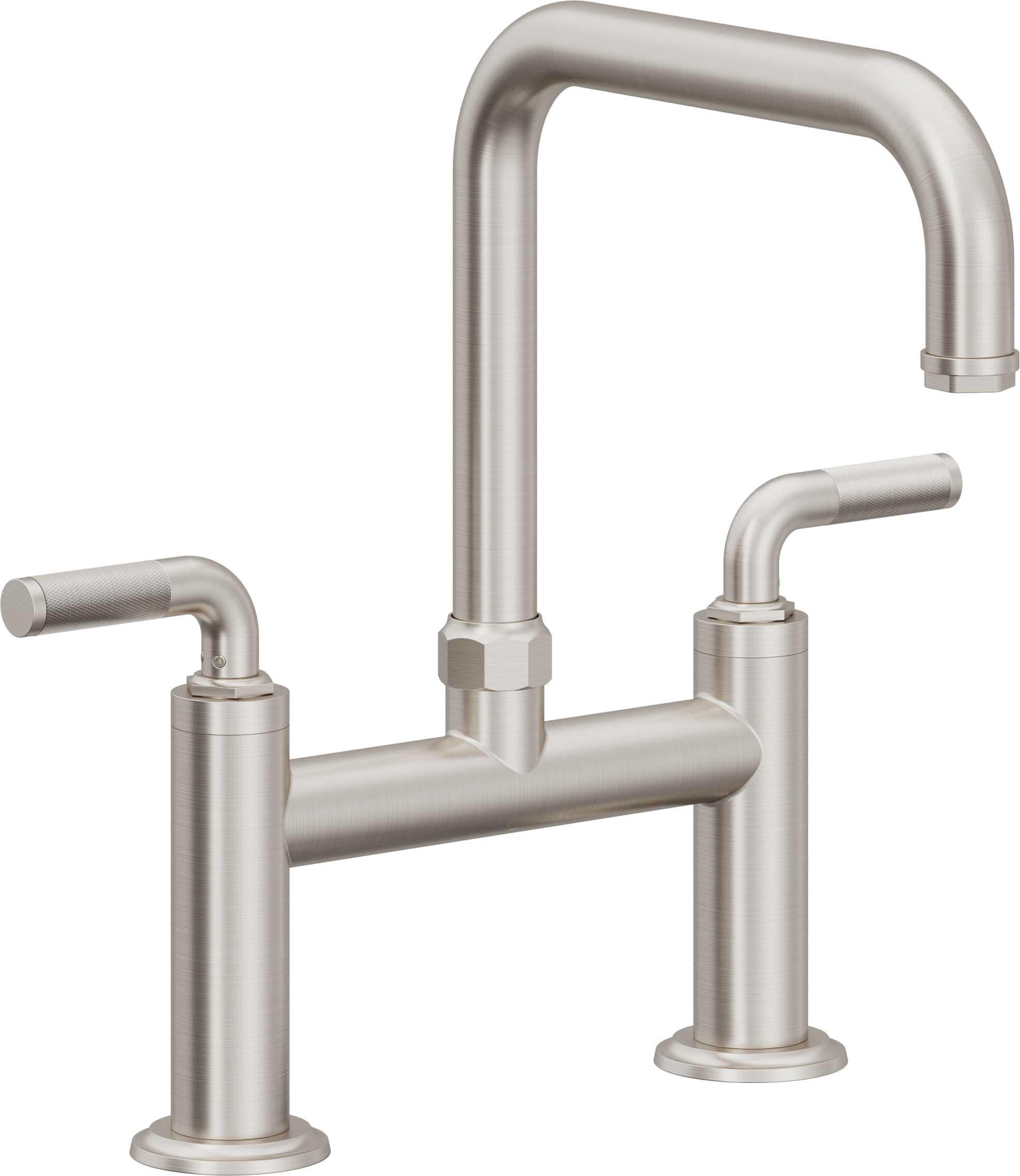 California Faucets Descanso Llave de Cocina Tipo Puente Industrial - Pico Cuadrado - Acero Inoxidable Ultra