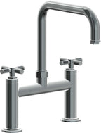 California Faucets Descanso Llave de Cocina Tipo Puente Industrial - Pico Cuadrado - Níquel Negro