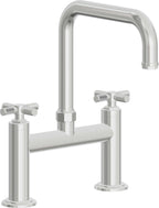 California Faucets Descanso Llave de Cocina Tipo Puente Industrial - Pico Cuadrado - Cromo Pulido