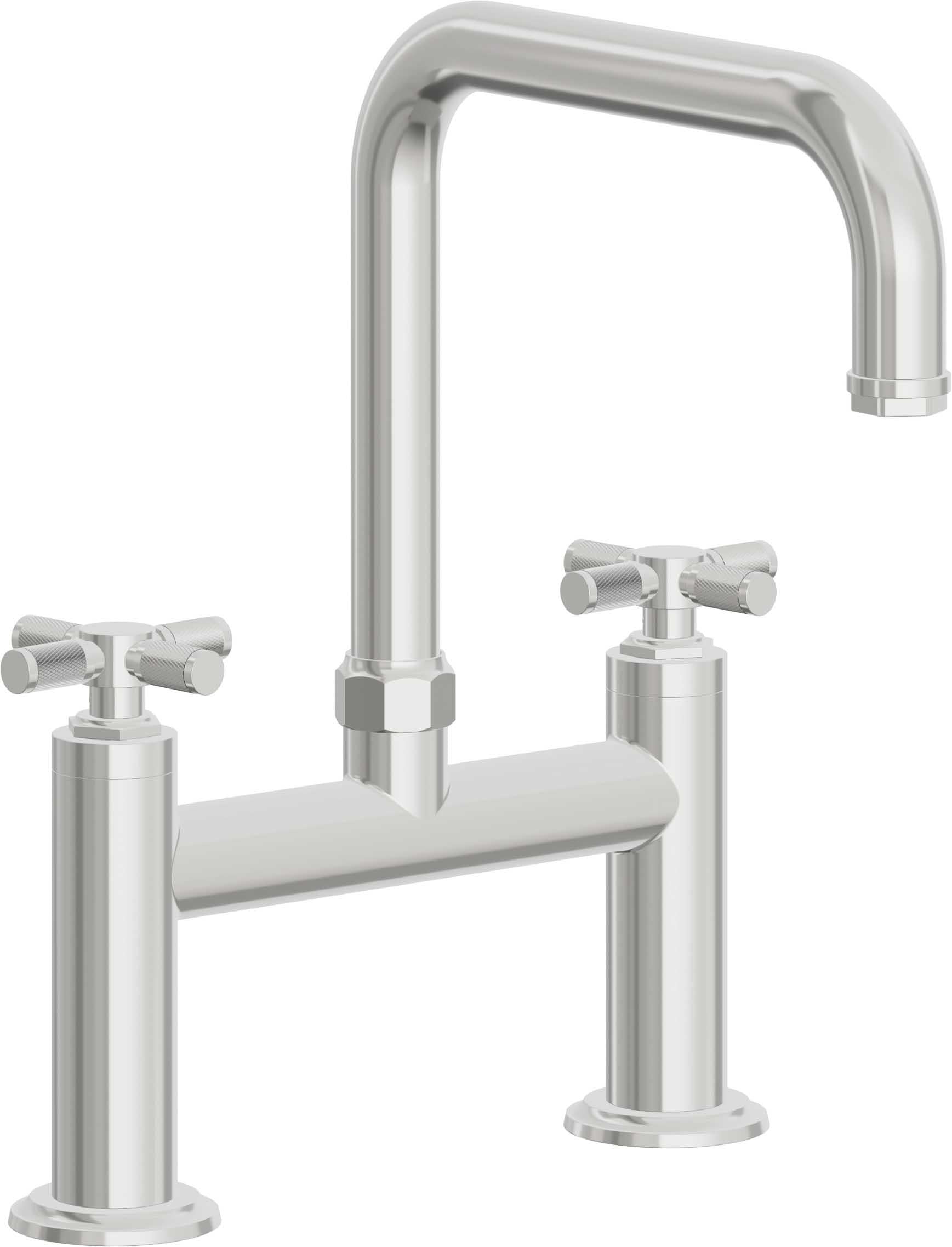 California Faucets Descanso Llave de Cocina Tipo Puente Industrial - Pico Cuadrado - Cromo Pulido