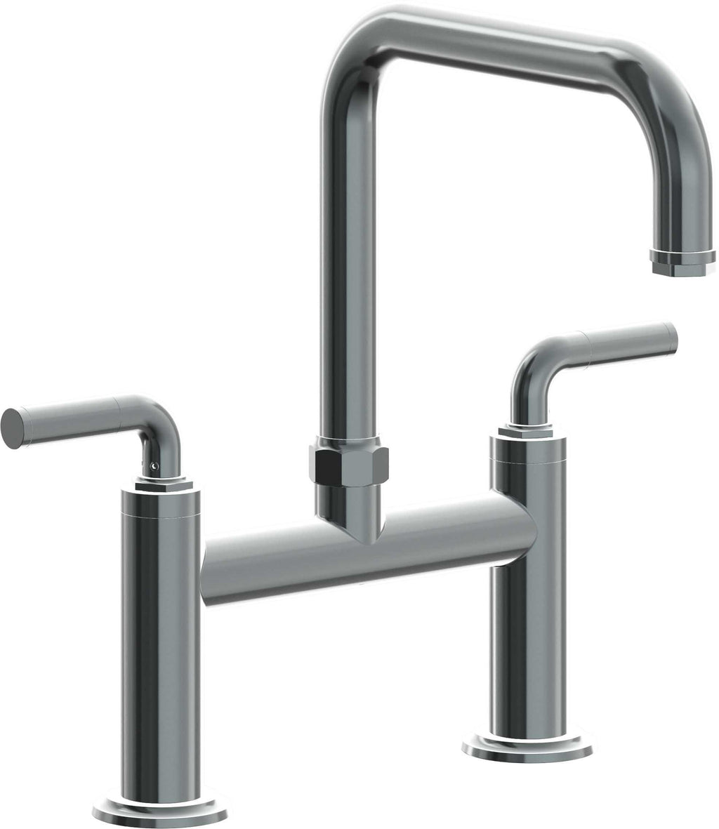 California Faucets Descanso Llave de Cocina Tipo Puente Industrial - Pico Cuadrado - Níquel Negro
