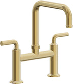 California Faucets Descanso Llave de Cocina Tipo Puente Industrial - Pico Cuadrado - Oro Pulido de por Vida