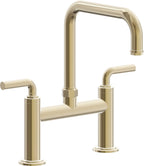California Faucets Descanso Llave de Cocina Tipo Puente Industrial - Pico Cuadrado - Latón Pulido