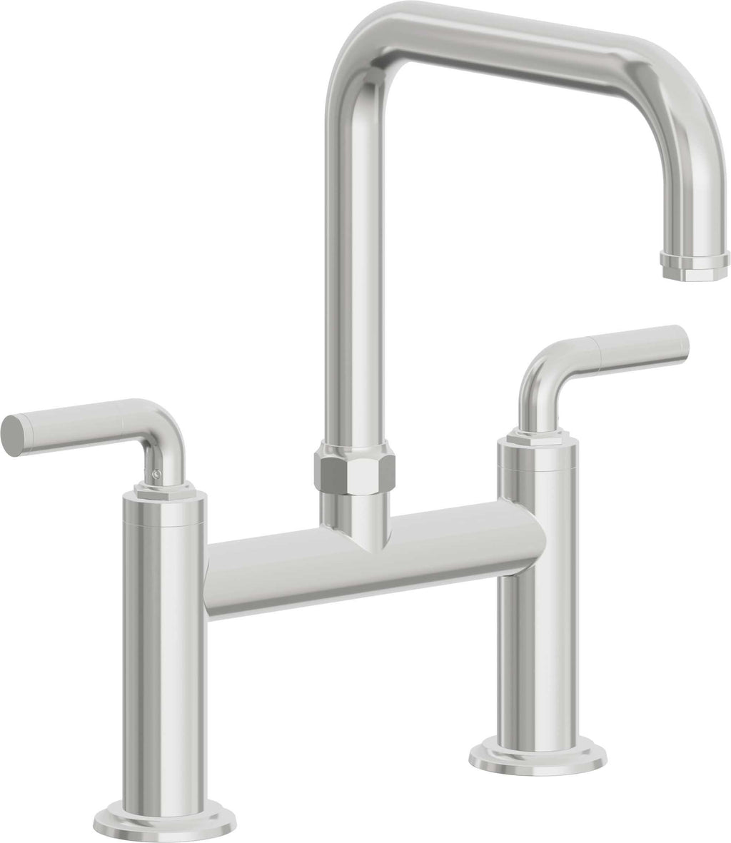 California Faucets Descanso Llave de Cocina Tipo Puente Industrial - Pico Cuadrado - Cromo Pulido