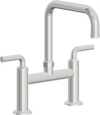 California Faucets Descanso Llave de Cocina Tipo Puente Industrial - Pico Cuadrado - Cromo Pulido