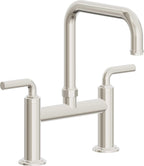 California Faucets Descanso Llave de Cocina Tipo Puente Industrial - Pico Cuadrado - Níquel Pulido