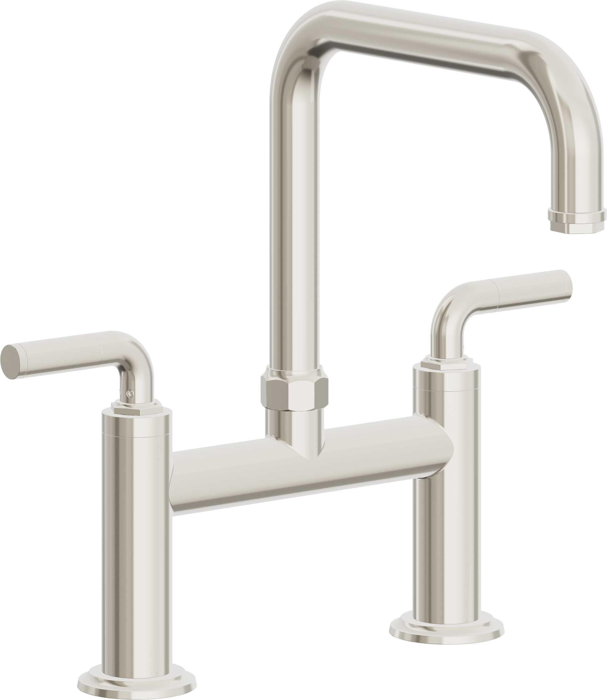 California Faucets Descanso Llave de Cocina Tipo Puente Industrial - Pico Cuadrado - Níquel Pulido