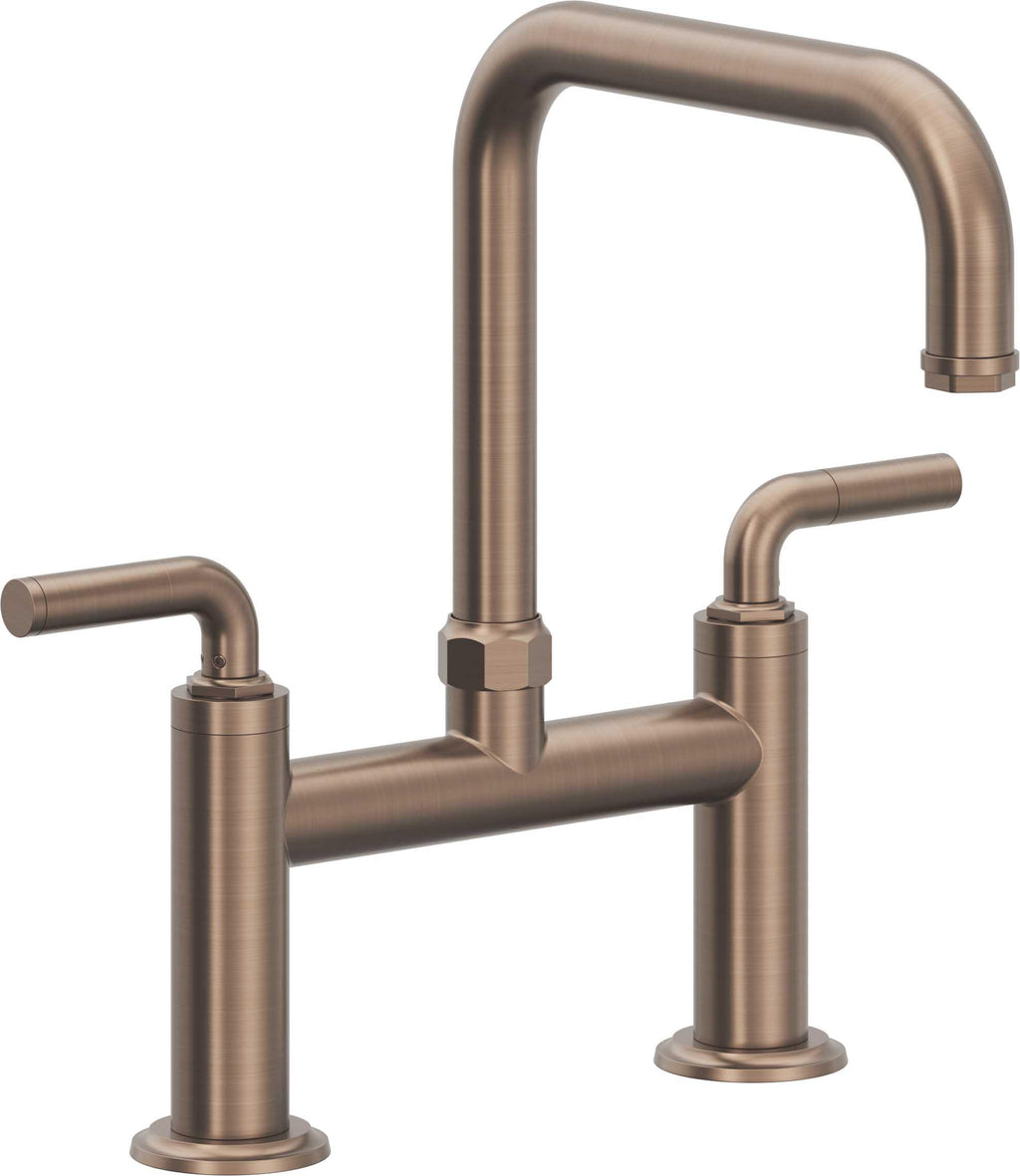 California Faucets Descanso Llave de Cocina Tipo Puente Industrial - Pico Cuadrado - Bronce Satinado