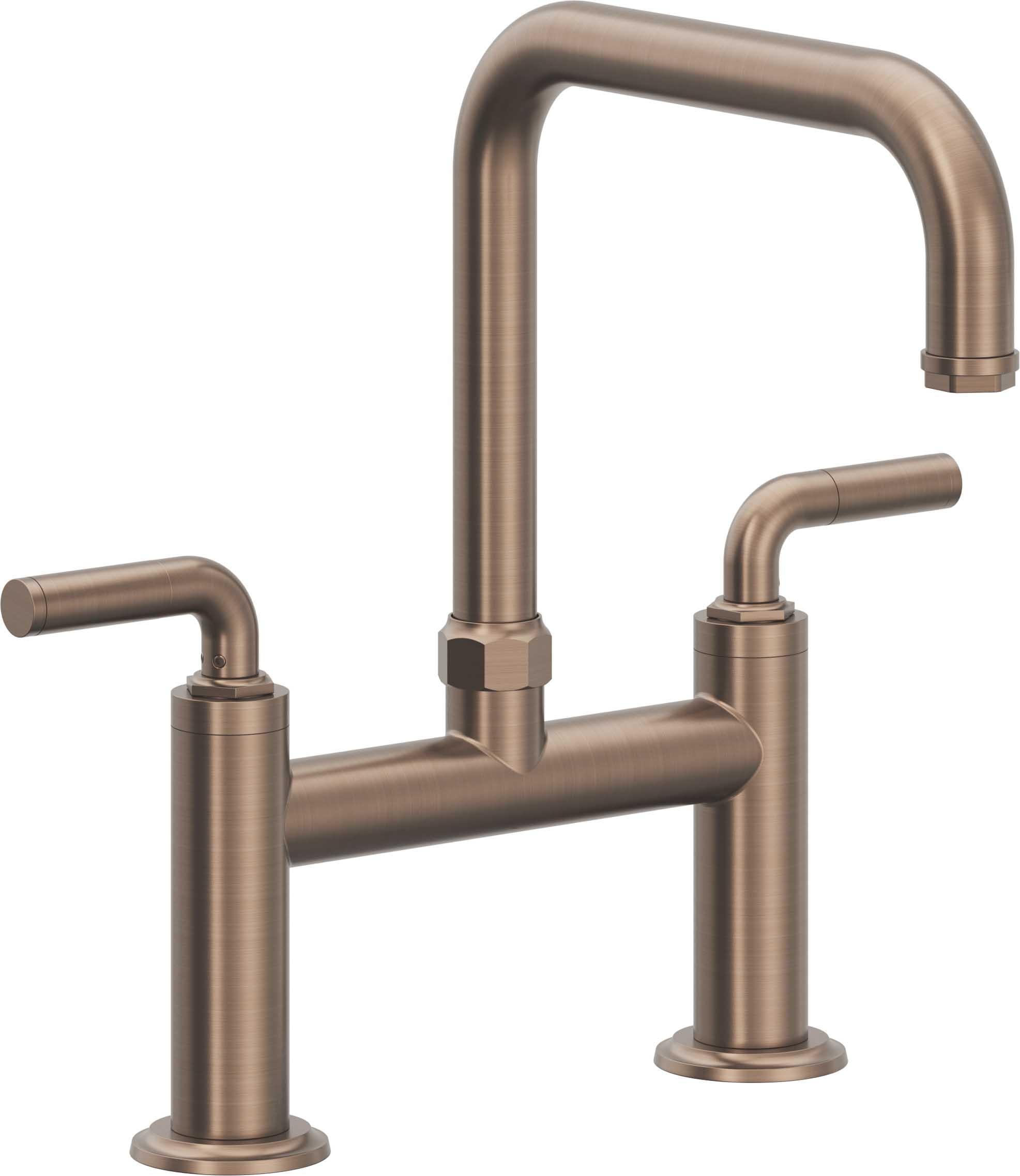 California Faucets Descanso Llave de Cocina Tipo Puente Industrial - Pico Cuadrado - Bronce Satinado