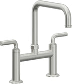 California Faucets Descanso Llave de Cocina Tipo Puente Industrial - Pico Cuadrado - Cromo Satinado