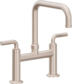 California Faucets Descanso Llave de Cocina Tipo Puente Industrial - Pico Cuadrado - Níquel Satinado