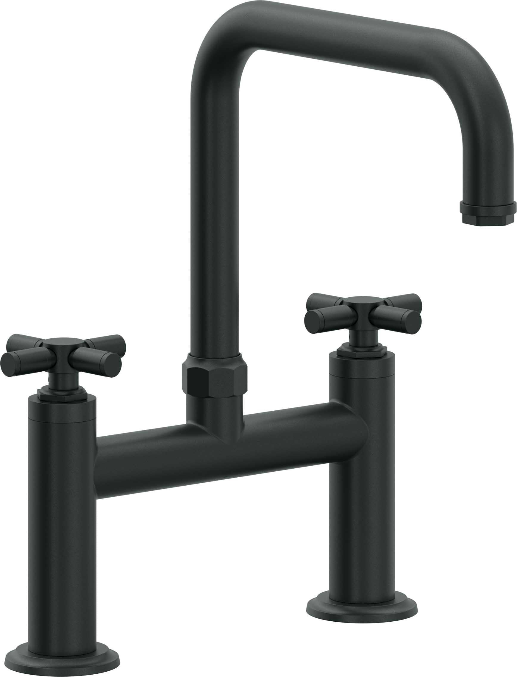 California Faucets Descanso Llave de Cocina Tipo Puente Industrial - Pico Cuadrado - Carbón