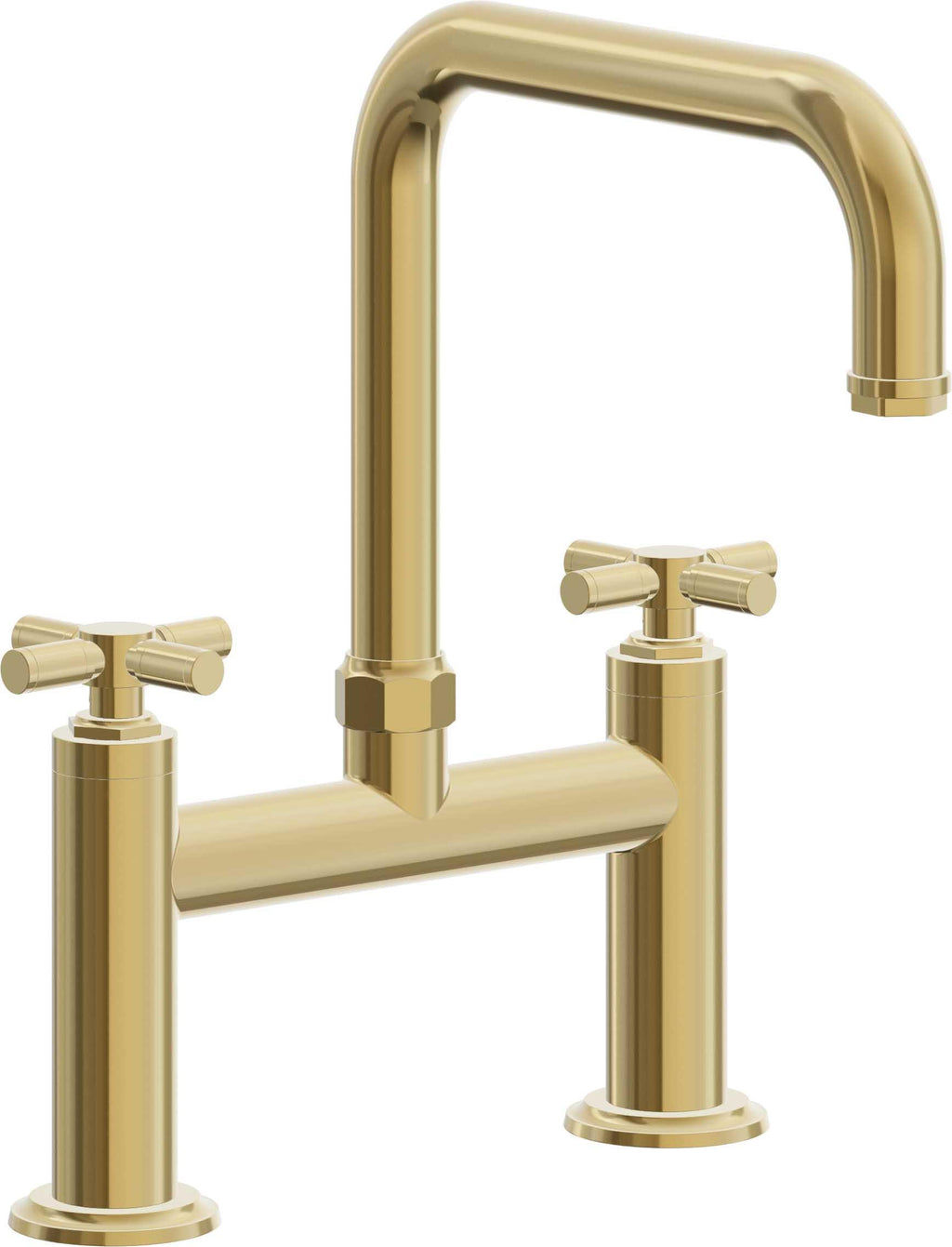 California Faucets Descanso Llave de Cocina Tipo Puente Industrial - Pico Cuadrado - Oro Pulido de por Vida