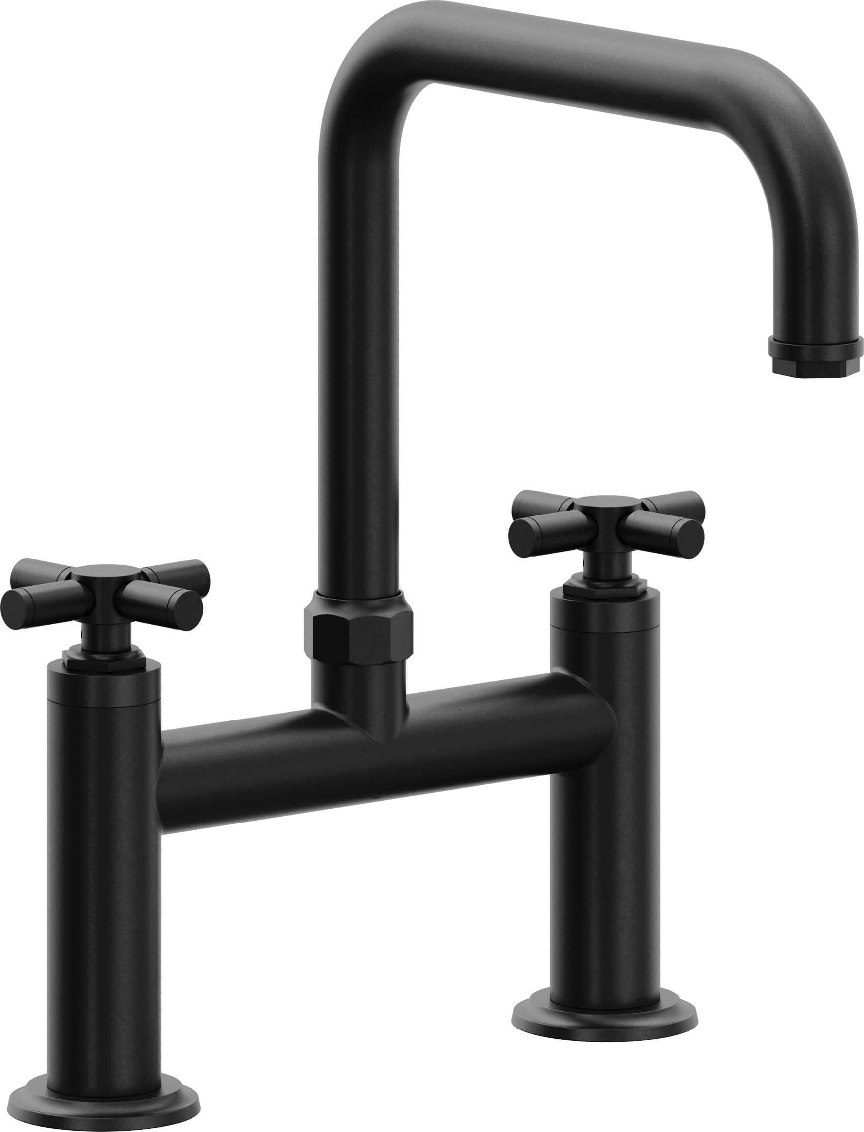 California Faucets Descanso Llave de Cocina Tipo Puente Industrial - Pico Cuadrado - Negro Mate