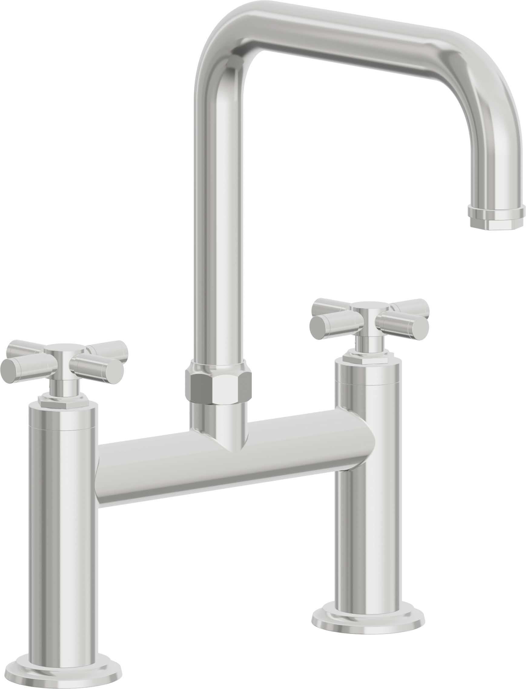 California Faucets Descanso Llave de Cocina Tipo Puente Industrial - Pico Cuadrado - Cromo Pulido