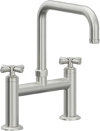 California Faucets Descanso Llave de Cocina Tipo Puente Industrial - Pico Cuadrado - Cromo Satinado
