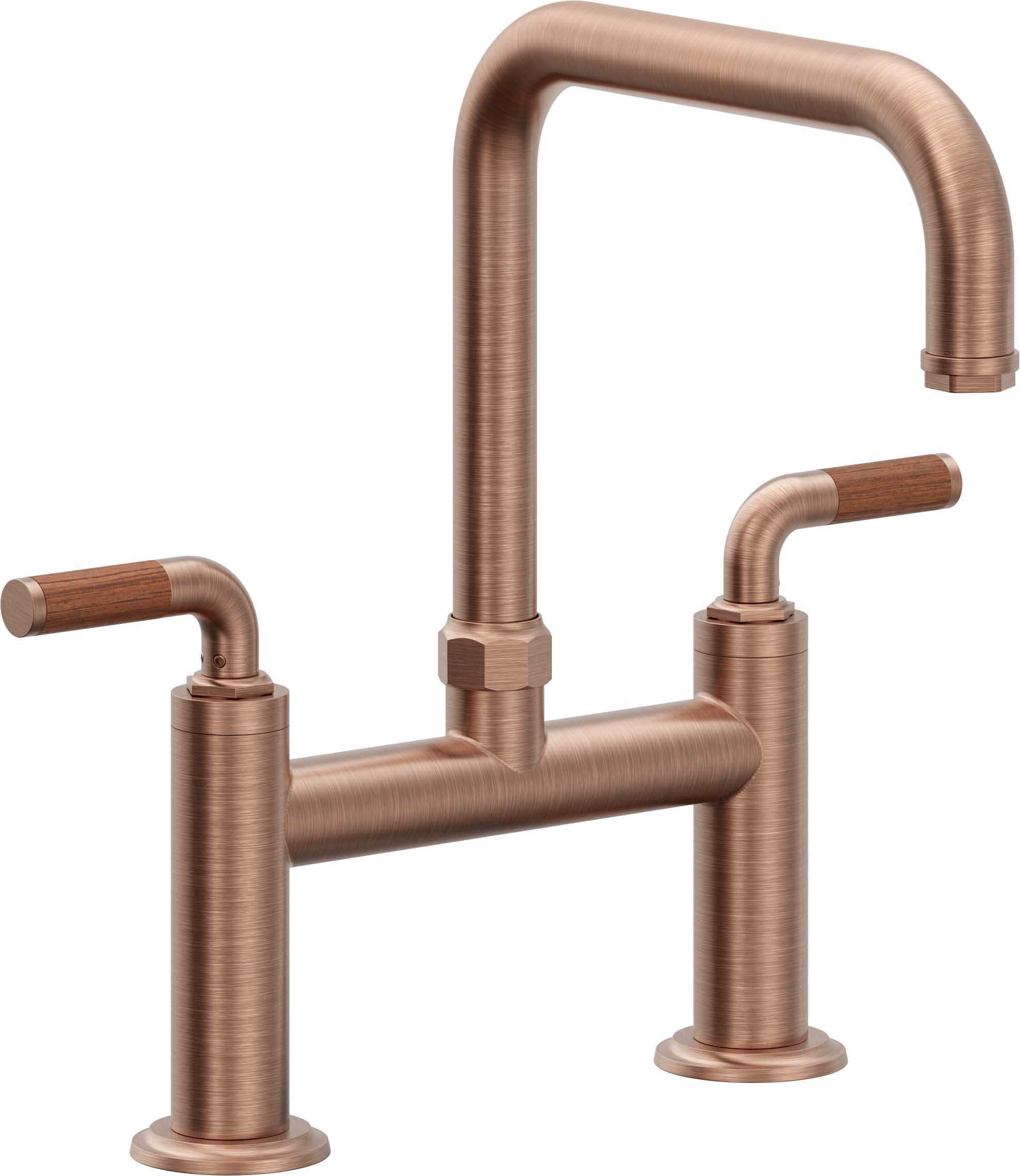 California Faucets Descanso Llave de Cocina Tipo Puente Industrial - Pico Cuadrado - Cobre Antiguo Mate