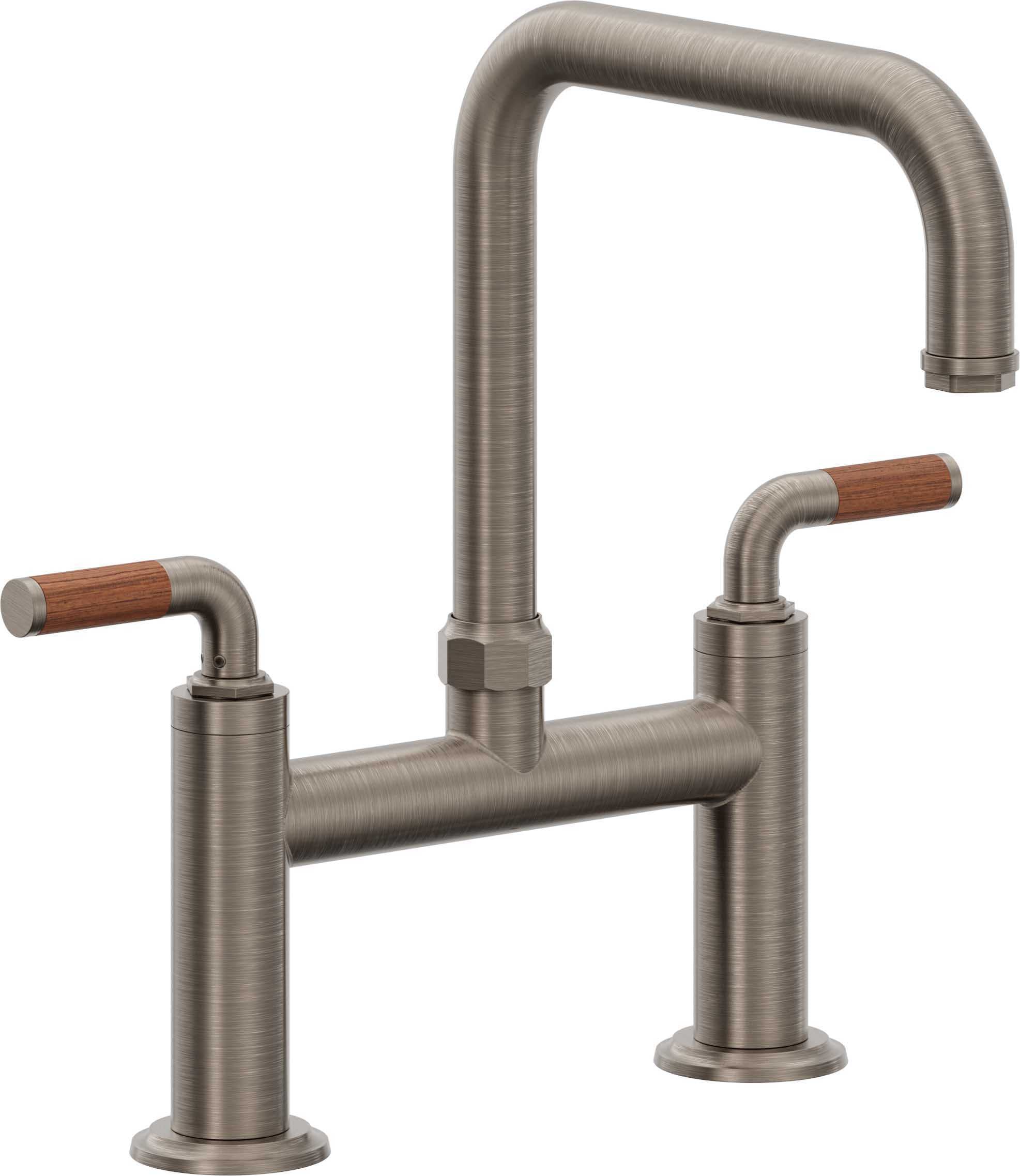 California Faucets Descanso Llave de Cocina Tipo Puente Industrial - Pico Cuadrado - Níquel Antiguo Mate