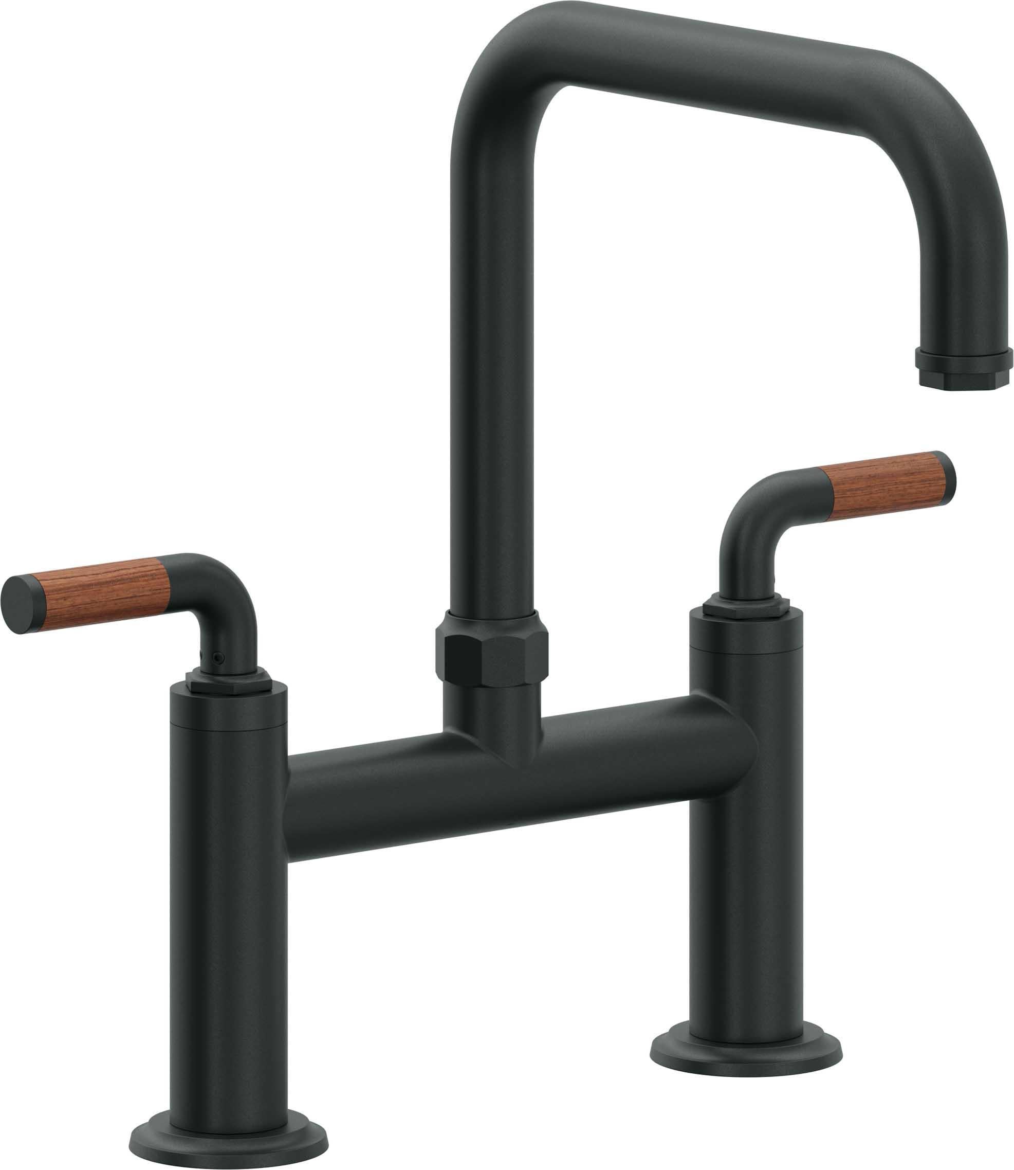 California Faucets Descanso Llave de Cocina Tipo Puente Industrial - Pico Cuadrado - Carbón
