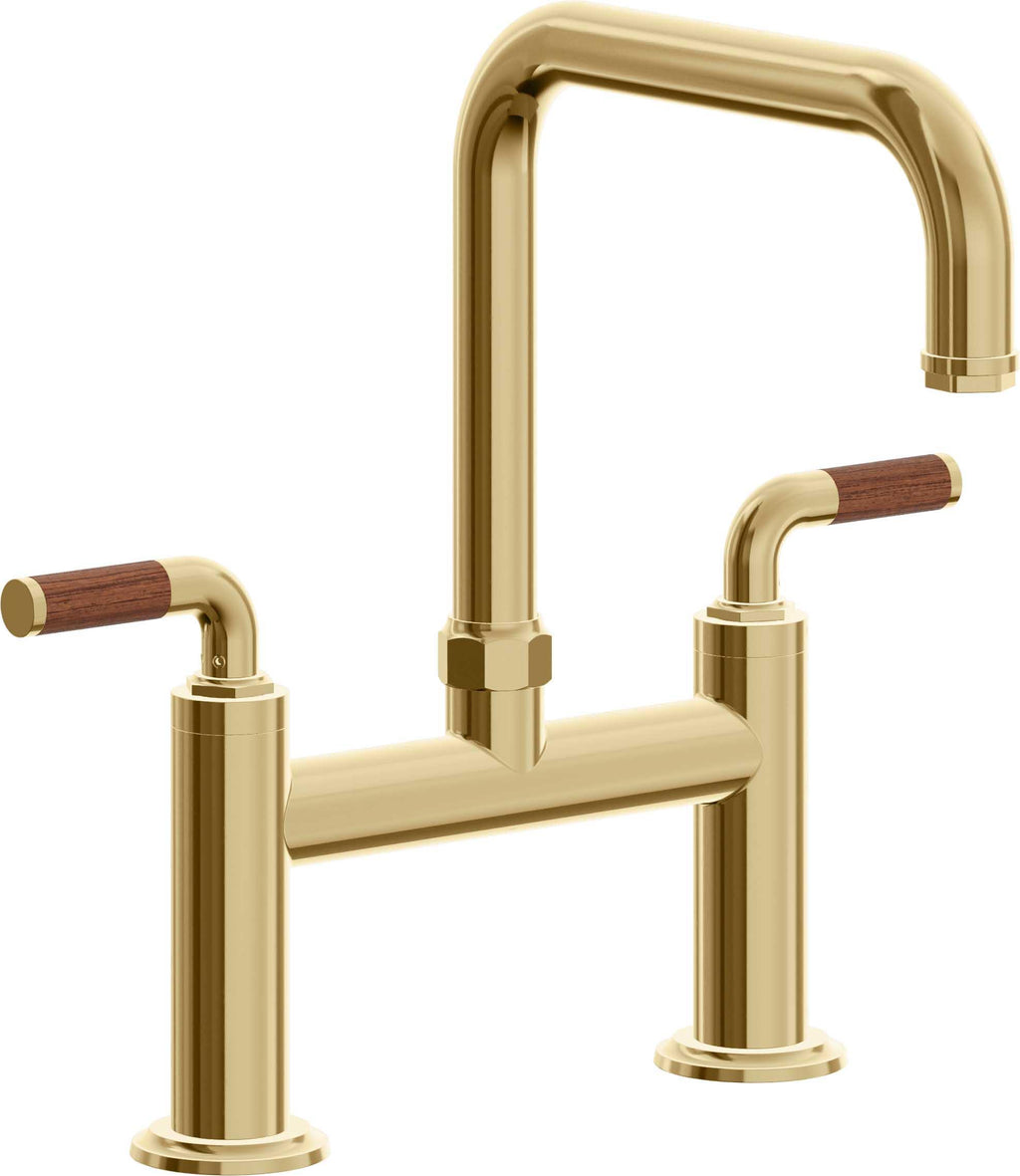California Faucets Descanso Llave de Cocina Tipo Puente Industrial - Pico Cuadrado - Oro Francés