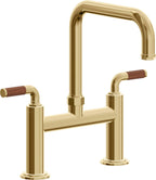 California Faucets Descanso Llave de Cocina Tipo Puente Industrial - Pico Cuadrado - Oro Francés