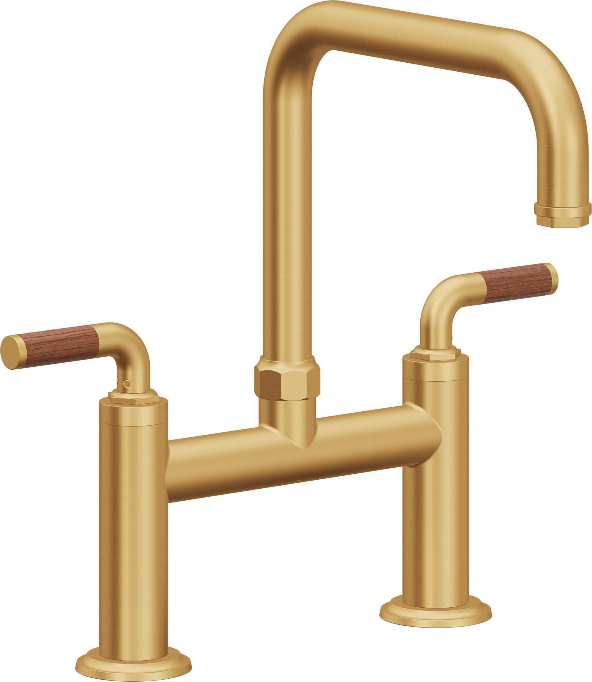 California Faucets Descanso Llave de Cocina Tipo Puente Industrial - Pico Cuadrado - Oro Satinado de por Vida