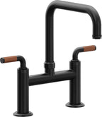 California Faucets Descanso Llave de Cocina Tipo Puente Industrial - Pico Cuadrado - Negro Mate