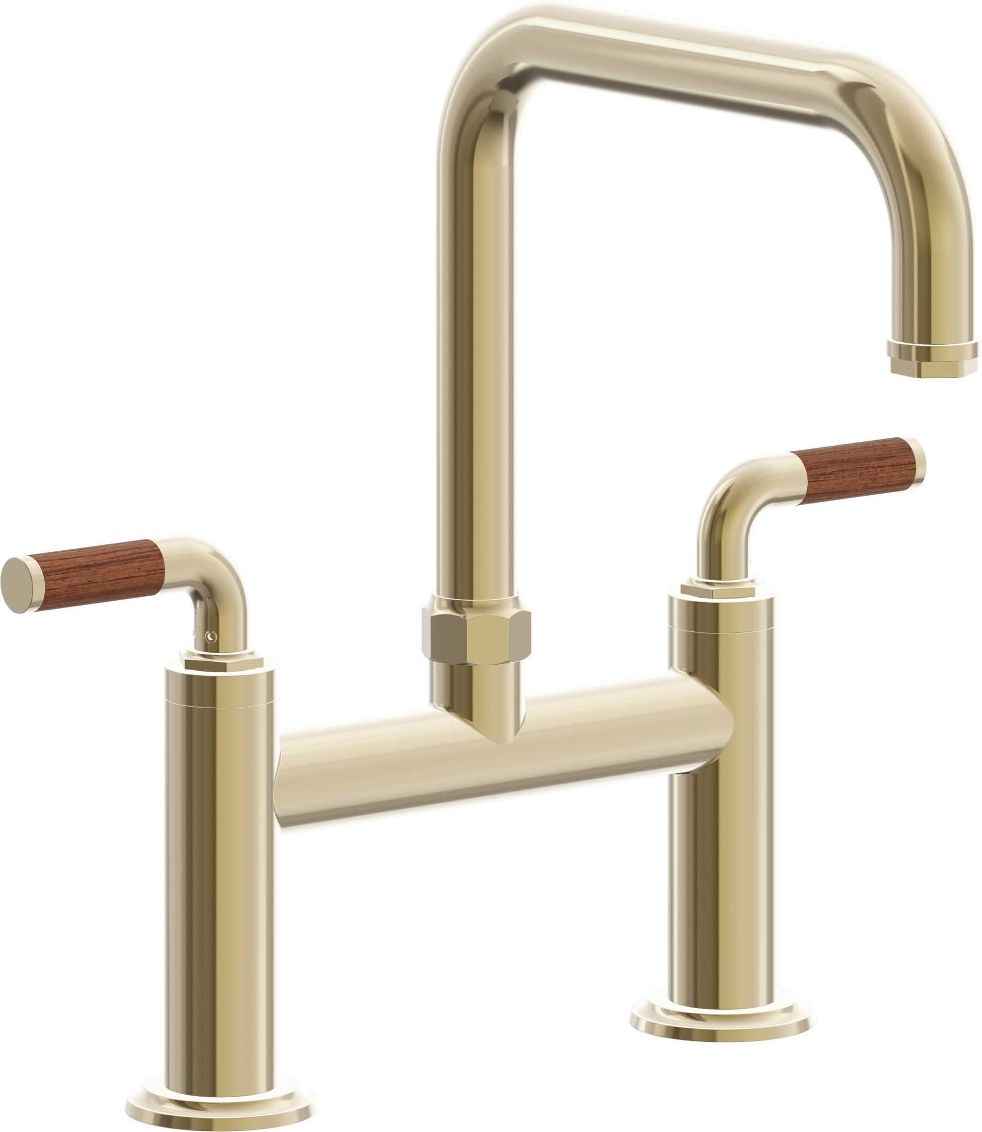 California Faucets Descanso Llave de Cocina Tipo Puente Industrial - Pico Cuadrado - Latón Pulido