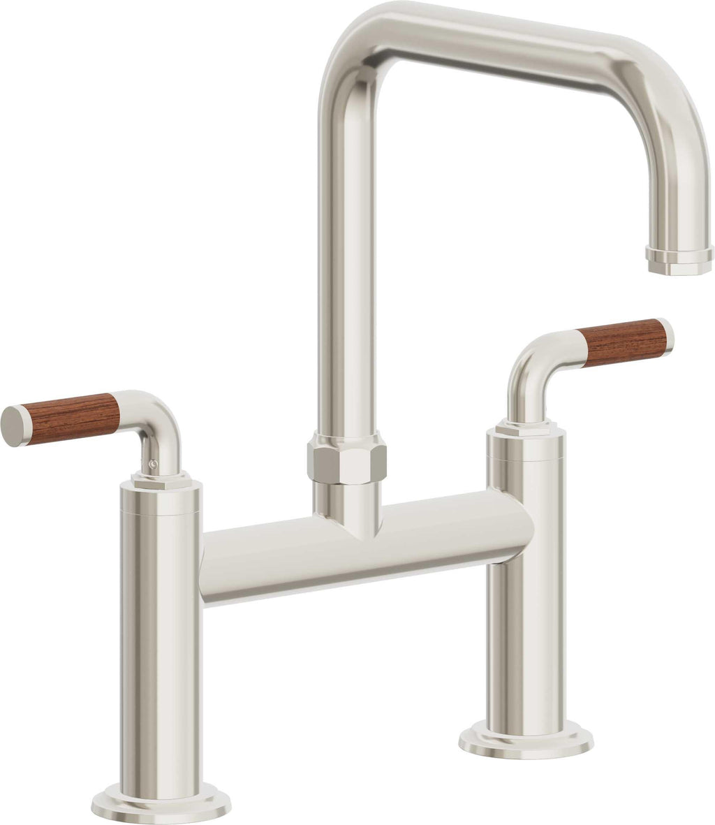 California Faucets Descanso Llave de Cocina Tipo Puente Industrial - Pico Cuadrado - Níquel Pulido