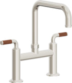 California Faucets Descanso Llave de Cocina Tipo Puente Industrial - Pico Cuadrado - Níquel Pulido