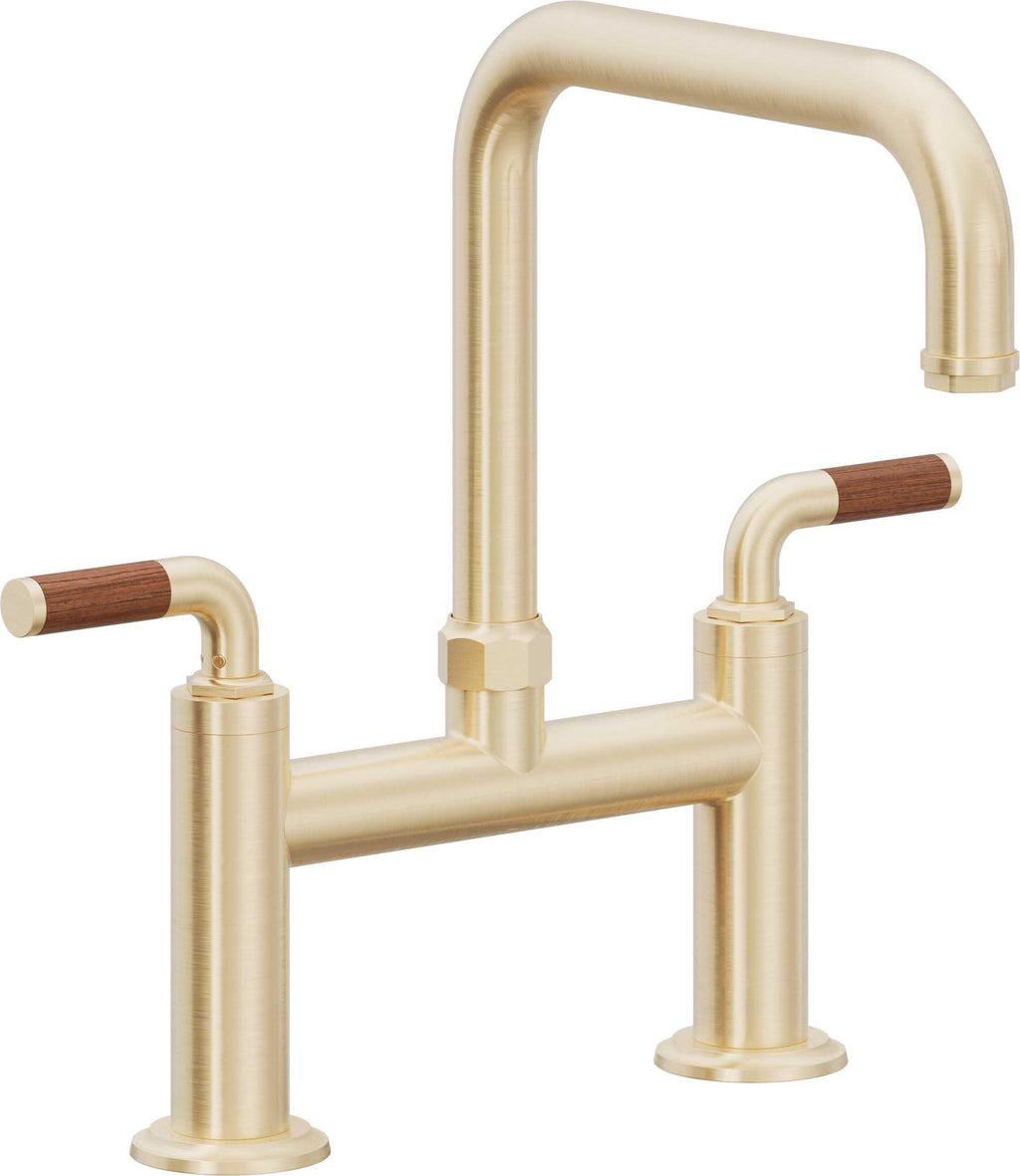 California Faucets Descanso Llave de Cocina Tipo Puente Industrial - Pico Cuadrado - Latón Satinado
