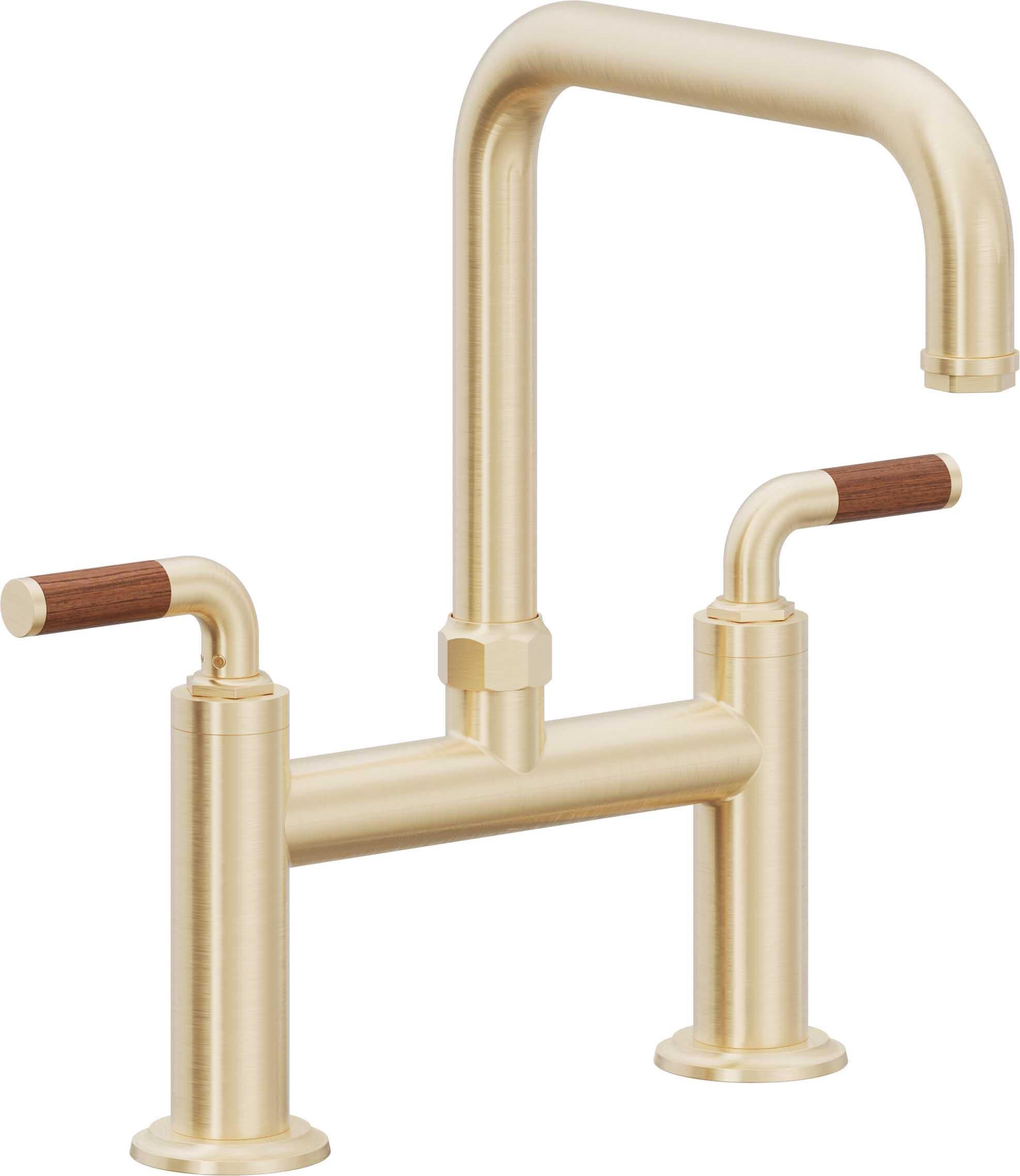 California Faucets Descanso Llave de Cocina Tipo Puente Industrial - Pico Cuadrado - Latón Satinado