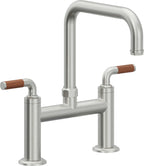 California Faucets Descanso Llave de Cocina Tipo Puente Industrial - Pico Cuadrado - Cromo Satinado