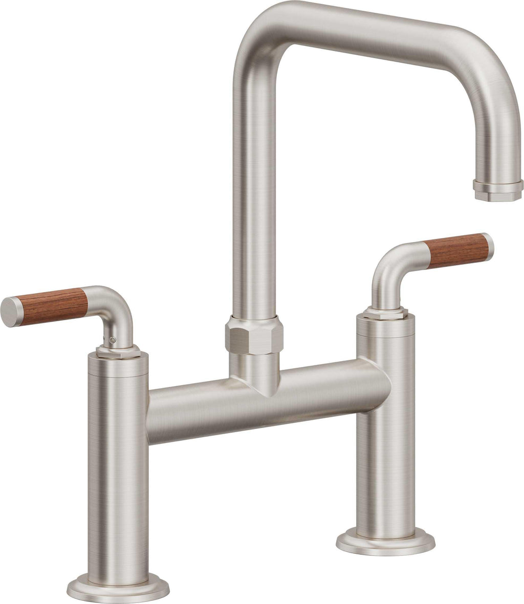California Faucets Descanso Llave de Cocina Tipo Puente Industrial - Pico Cuadrado - Acero Inoxidable Ultra