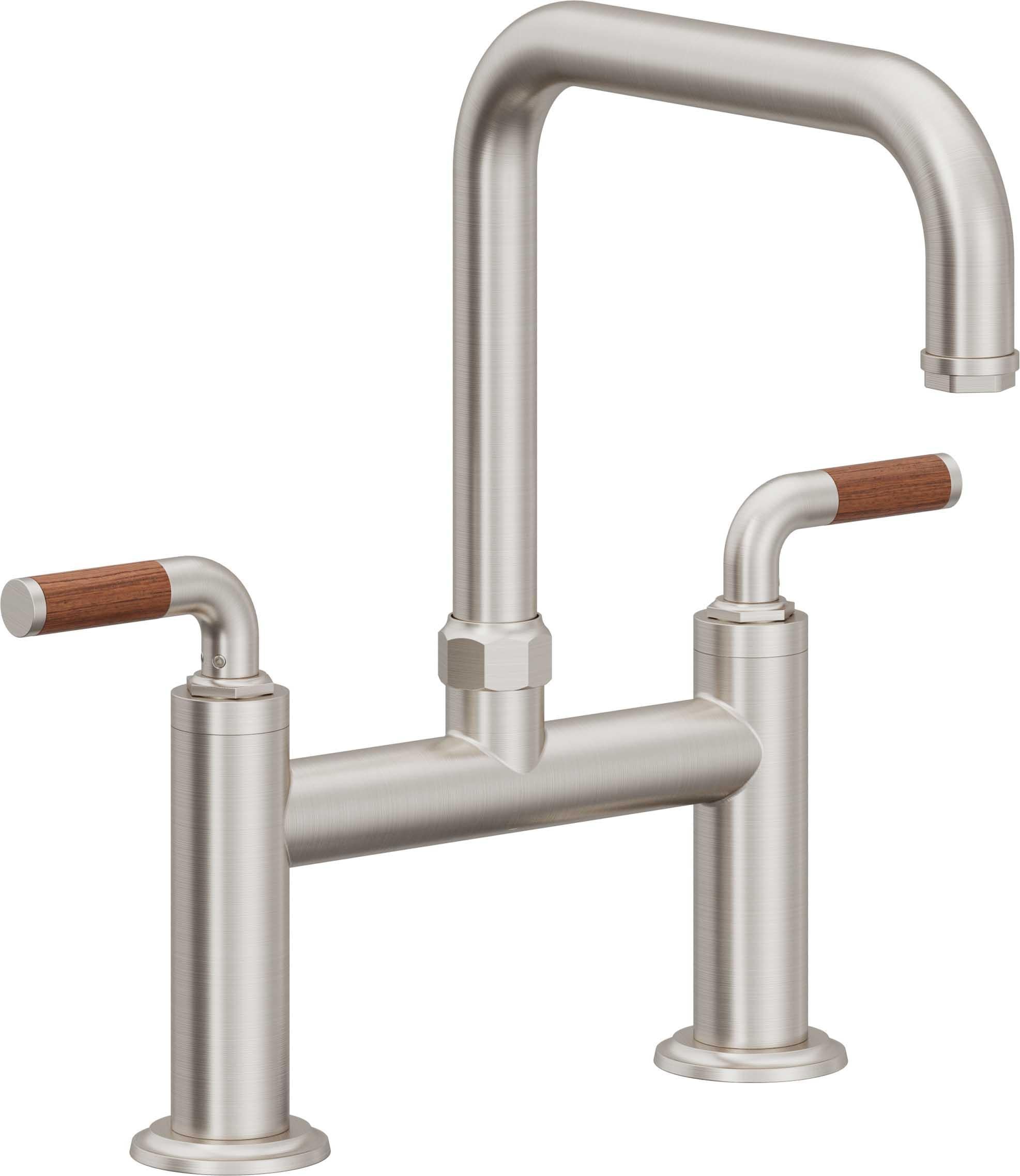 California Faucets Descanso Llave de Cocina Tipo Puente Industrial - Pico Cuadrado - Acero Inoxidable Ultra