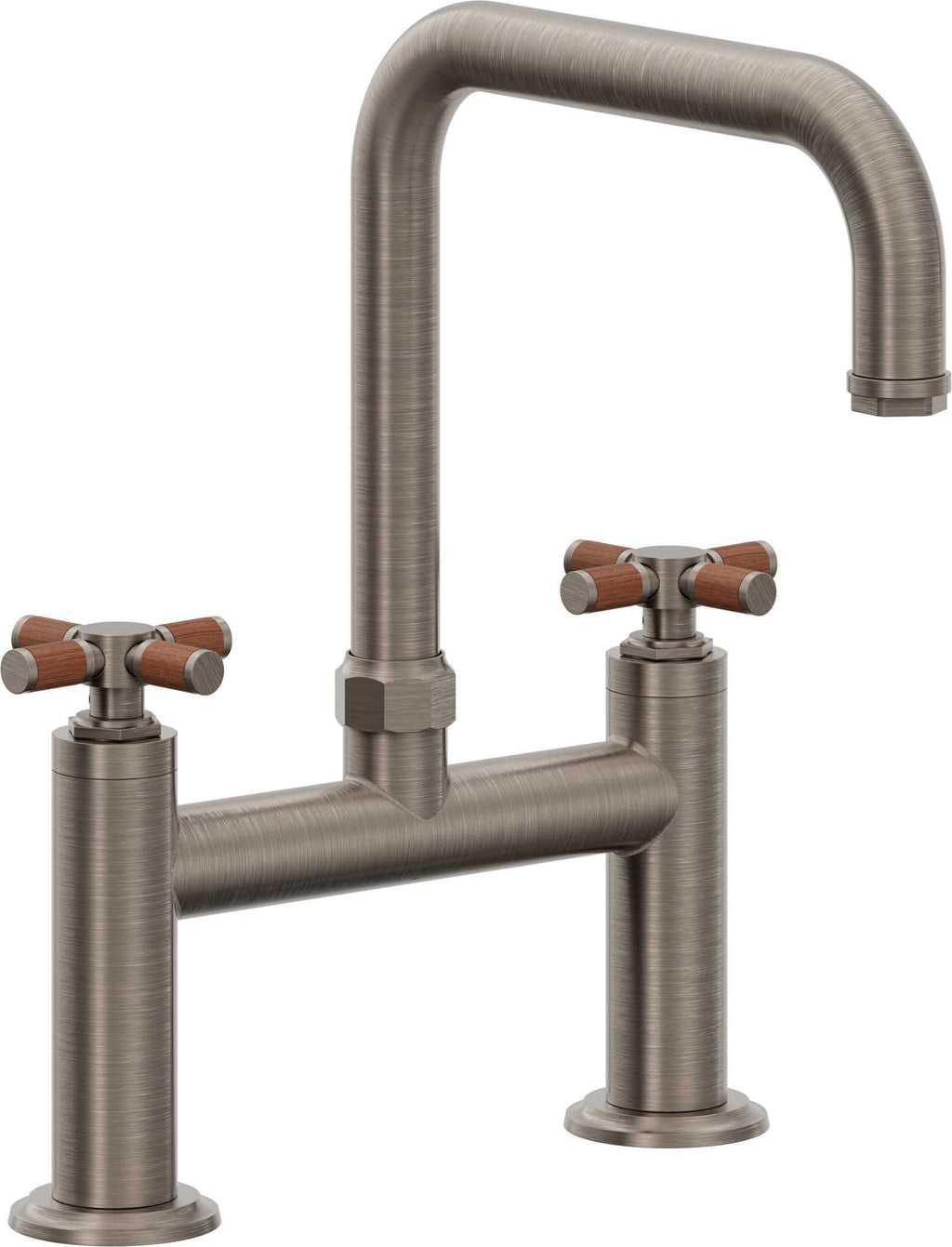 California Faucets Descanso Llave de Cocina Tipo Puente Industrial - Pico Cuadrado - Níquel Antiguo Mate
