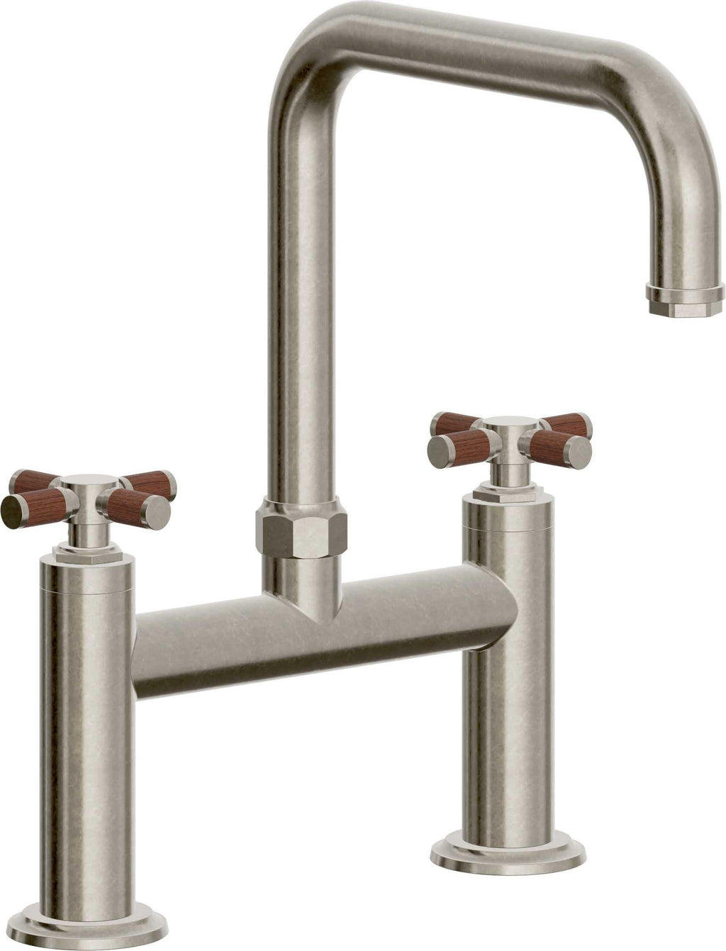California Faucets Descanso Llave de Cocina Tipo Puente Industrial - Pico Cuadrado - Níquel Bruñido