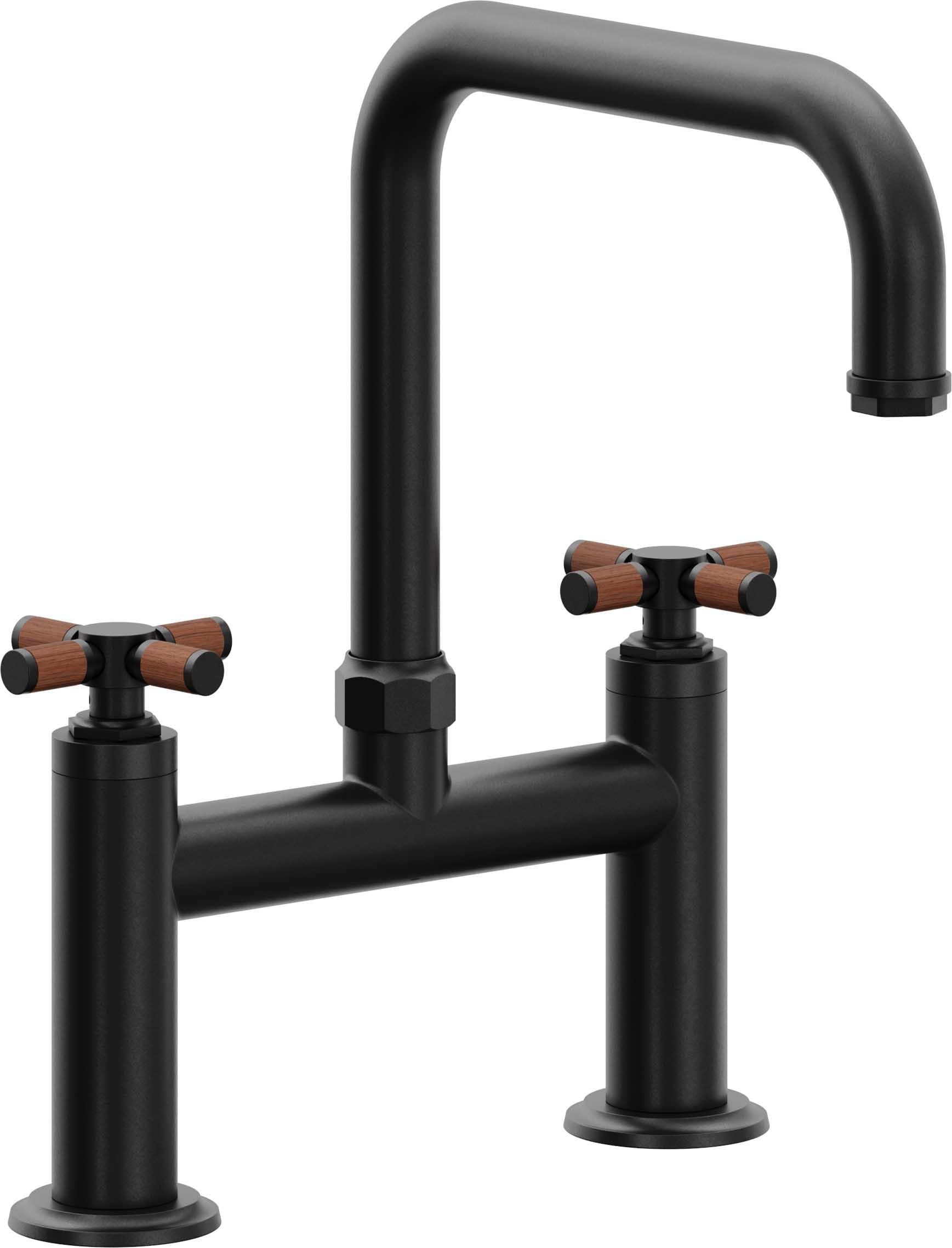 California Faucets Descanso Llave de Cocina Tipo Puente Industrial - Pico Cuadrado - Negro Mate